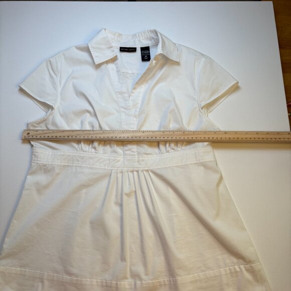 NY&C Stretch Empire Waist Blouse White Career Top Size 18 - Picture 7 of 8